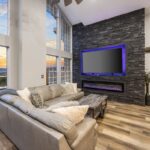 Custom leather sofa with pull out queen bed